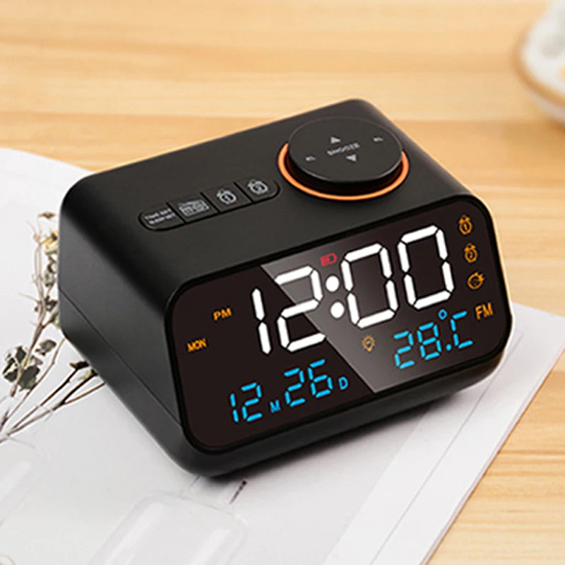 Modern LED Alarm Clock with FM Radio & Temperature Display