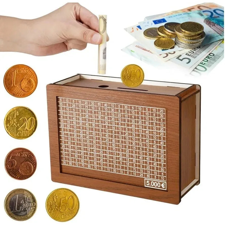 Wooden Money Box with Counter