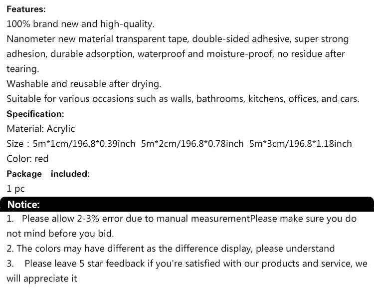 Transparent Nano Double-Sided Tape