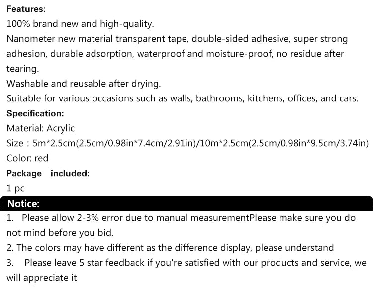 Transparent Nano Double-Sided Tape
