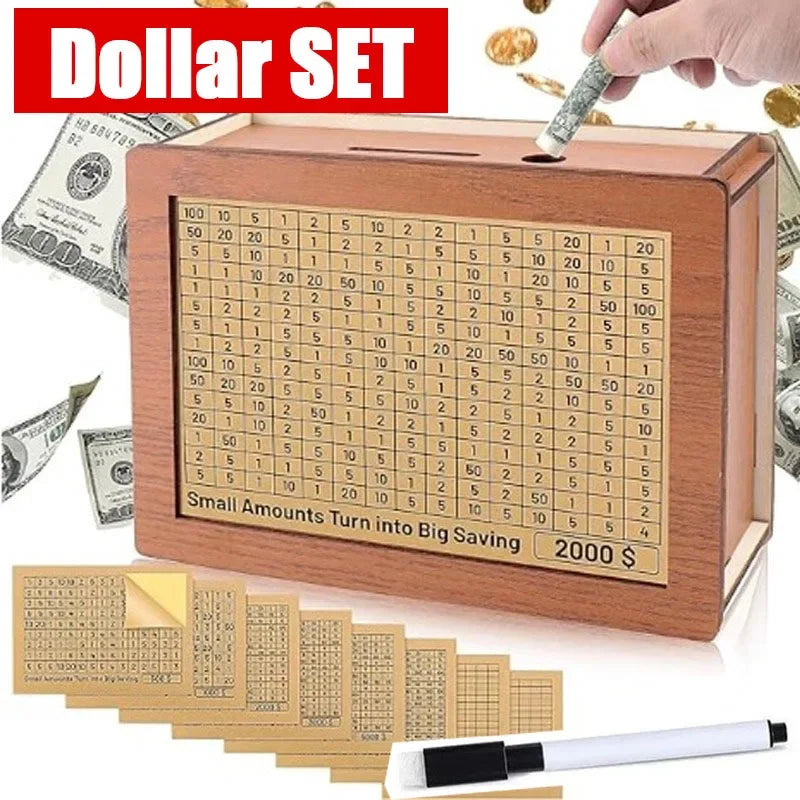 Wooden Money Box with Counter