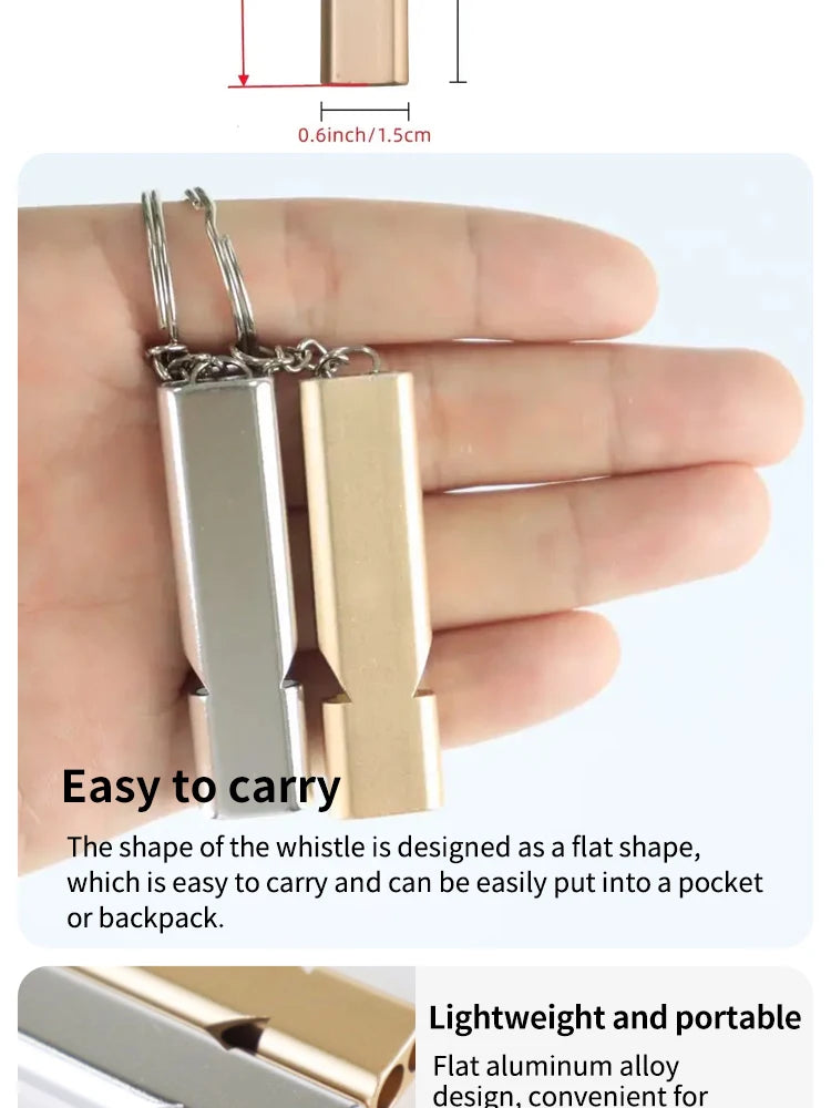 Flat Aluminum Alloy Dual Frequency Survival Whistle