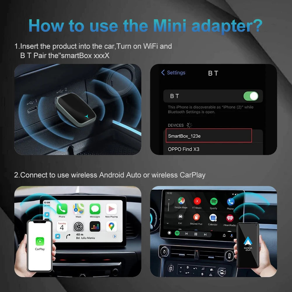 NEW 2-in-1 Wireless CarPlay AI Box