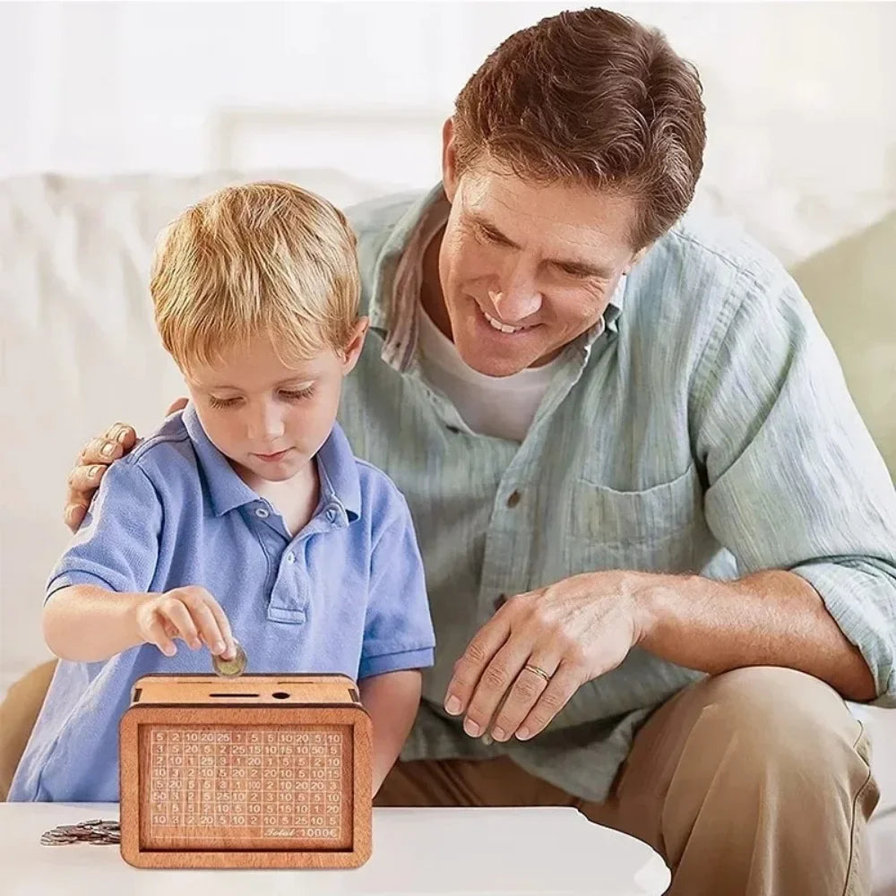Wooden Money Box with Counter