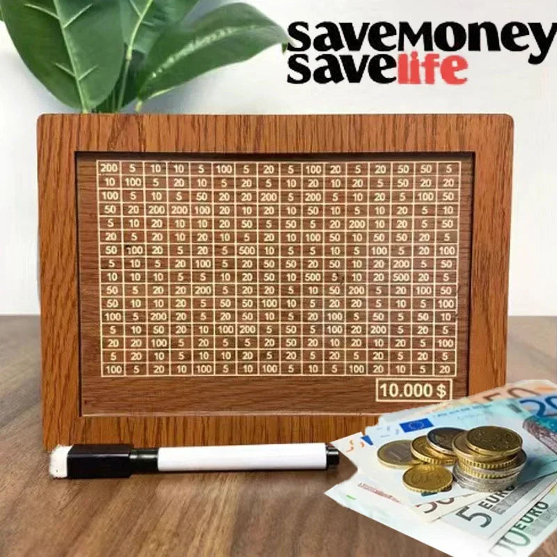 Wooden Money Box with Counter