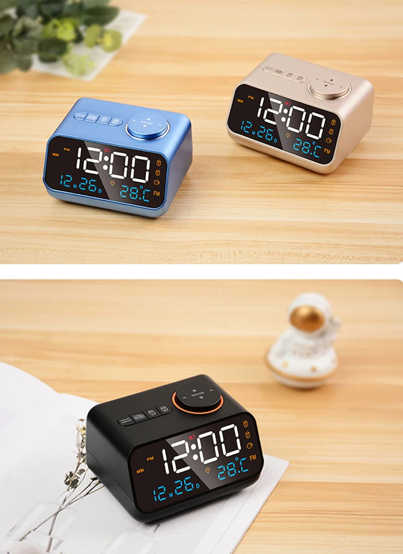 Modern LED Alarm Clock with FM Radio & Temperature Display