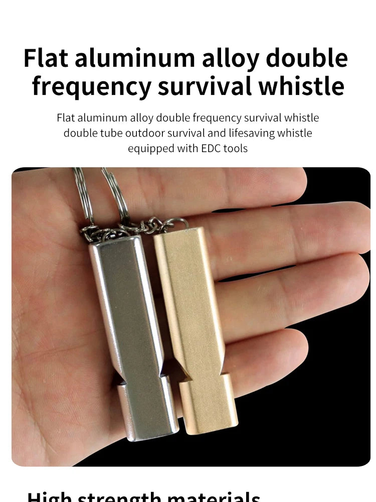 Flat Aluminum Alloy Dual Frequency Survival Whistle