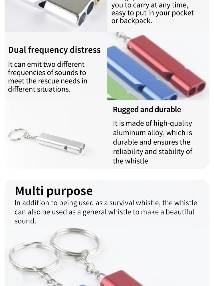 Flat Aluminum Alloy Dual Frequency Survival Whistle