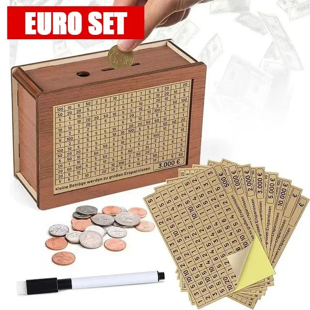 Wooden Money Box with Counter
